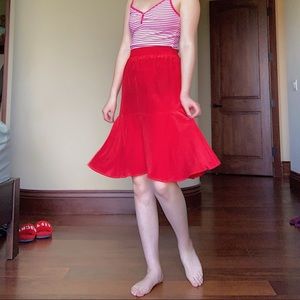 Romantic Red Silk Midi Skirt 🌹